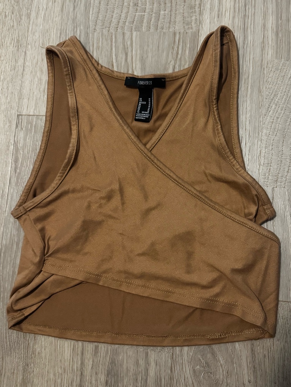 Cropped Wrap Top in Warm Camel - Picture 2 of 3